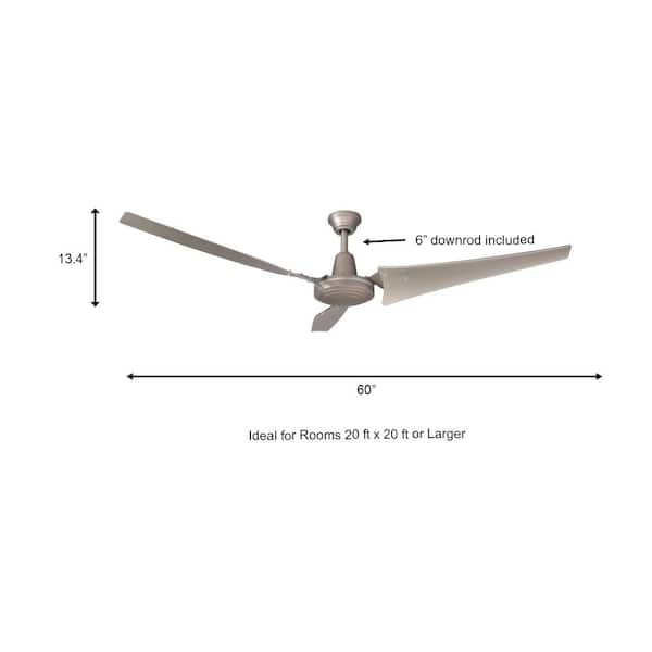 Industrial 60 in. Indoor/Outdoor Brushed Steel Ceiling Fan with Wall Control Industrial 60 in. Indoor/Outdoor Brushed Steel Ceiling Fan with Wall Control