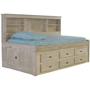 Light Ash Series Gray Twin Size Daybed with Six Drawers and Bookcase Headboard