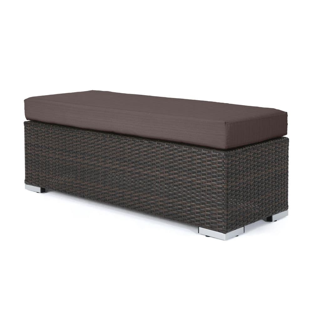 Nolan Multi-Brown Wicker Outdoor Patio Bench with Brown Cushion price history on PriceWatchPro
