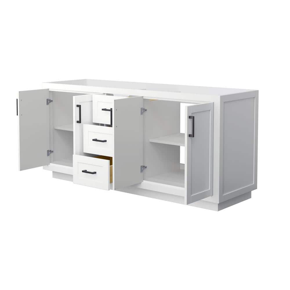 Miranda 72" White Double Freestanding Vanity with Matte Black Hardware