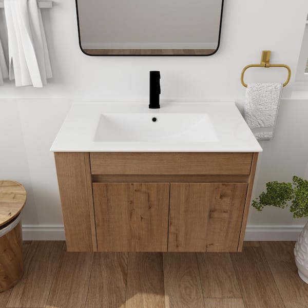 Xspracer Victoria 30 in. W x 18 in. D x 20 in. H Floating Modern Design Single Sink Bath Vanity with Top and Cabinet in Wood