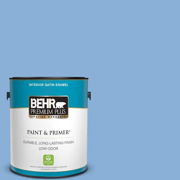BEHR PREMIUM PLUS 1 gal. #PPU15-12 Bluebird Satin Enamel Low Odor Interior Paint & Primer