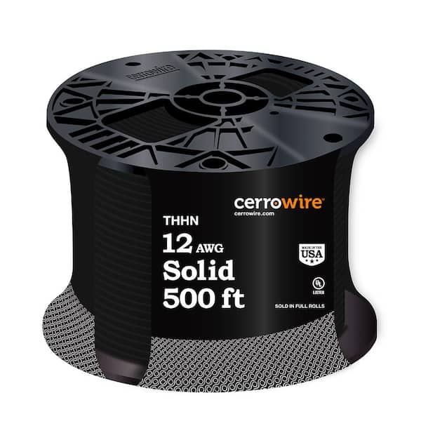 Cerrowire 500 ft. 12 Gauge Black Solid Copper THHN Wire