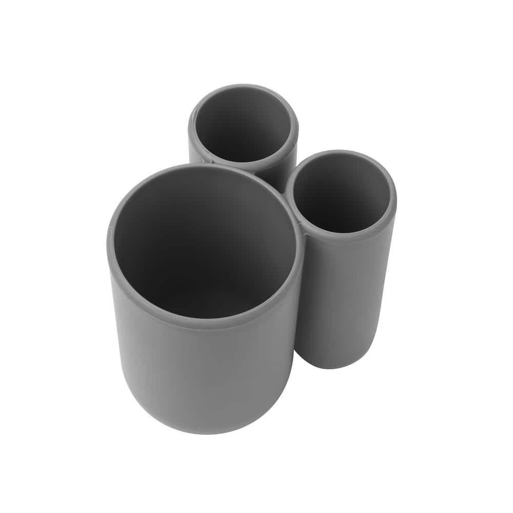 Umbra Grey Soft-Touch 3-Compartment Toothbrush Holder