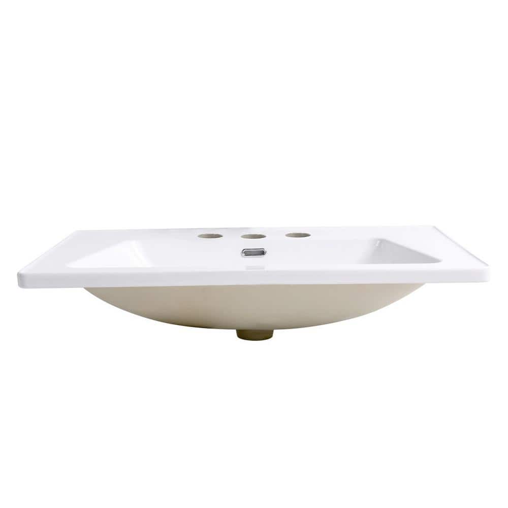 Lydia 31.5'' White Porcelain Rectangular Drop-In Bathroom Sink