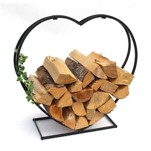 34 in. Large Heart Shaped Metal Firewood Rack