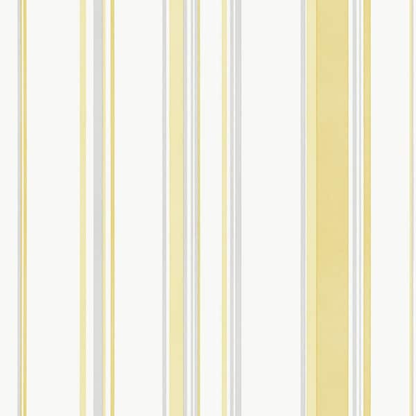 Unbranded Smart Stripes 3 Yellow/Grey/White Casual Stripe Matte Finish Non-Pasted Vinyl on Non-Woven Wallpaper Sample