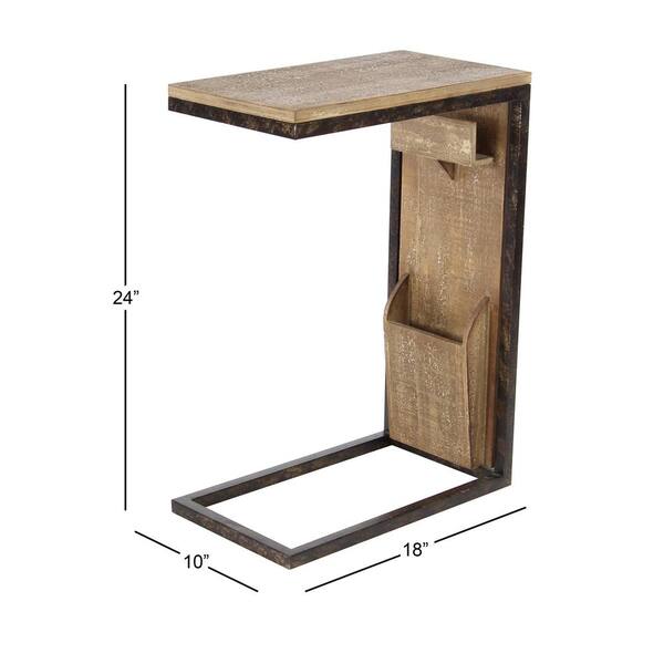 Litton Lane Brown Rectangular Open Frame Side Table 60197 The Home Depot Litton Lane Brown Rectangular Open, Over Arm Side Table