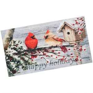 17.5" x 29" Indoor Rubber-Backed Holiday Entrance Mat - Cardinal Red