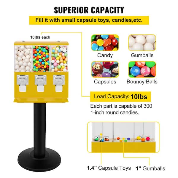 Denest Candy Nut Bulk Vending Machine with Key Two Colors Optional Yellow/Blue, Women's, Size: One Size