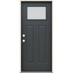 36 in. x 80 in. Right-Hand Craftsman Blanca Frosted Glass Marine Steel Prehung Front Door