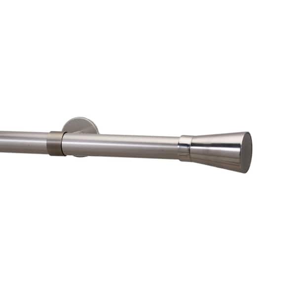 Art Decor Metro 72 in. Linea Non-Telescoping Single Window Curtain Rod Set in Stainless
