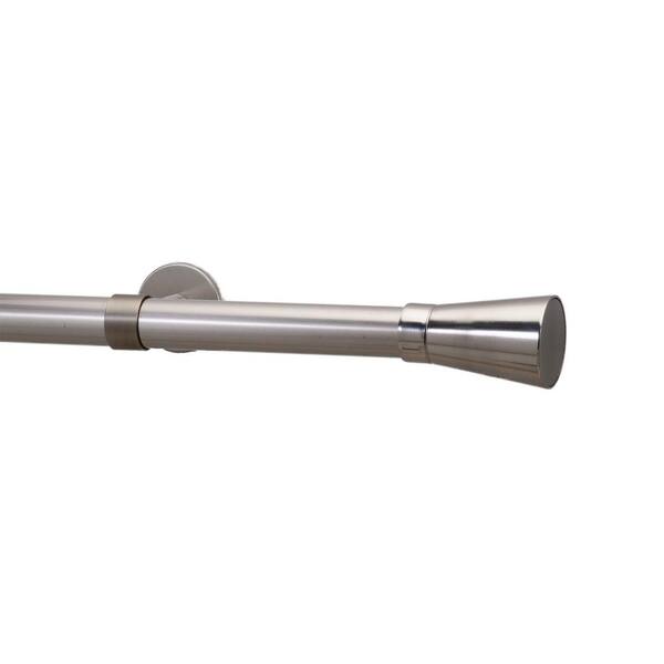 Art Decor Metro 96 in. Linea Non-Telescoping Single Window Curtain Rod Set in Stainless