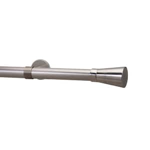 Metro 72 in. Linea Non-Telescoping Single Window Curtain Rod Set with Rings in Stainless
