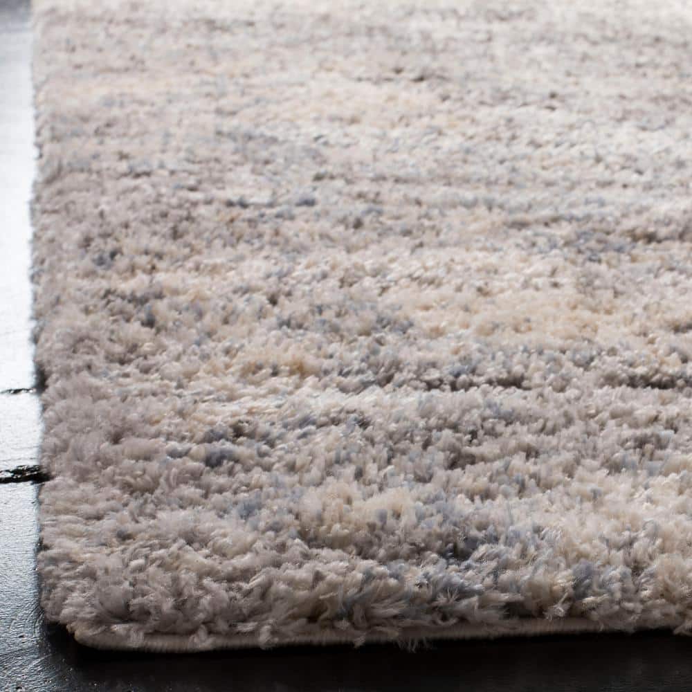 Gray and Cream 9' x 12' Synthetic Shag Area Rug