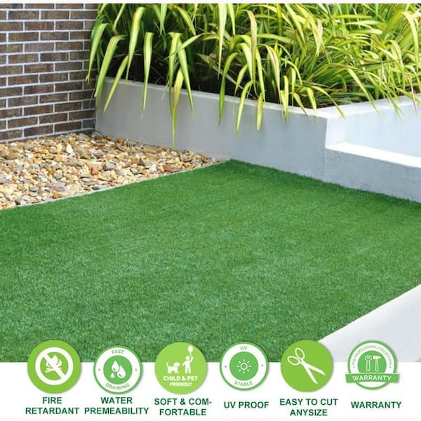 5 ft. x 8 ft. Green Artificial Grass Carpet 1.37 in. Mat for Outdoor Garden  Landscape Balcony Dog Grass Rug