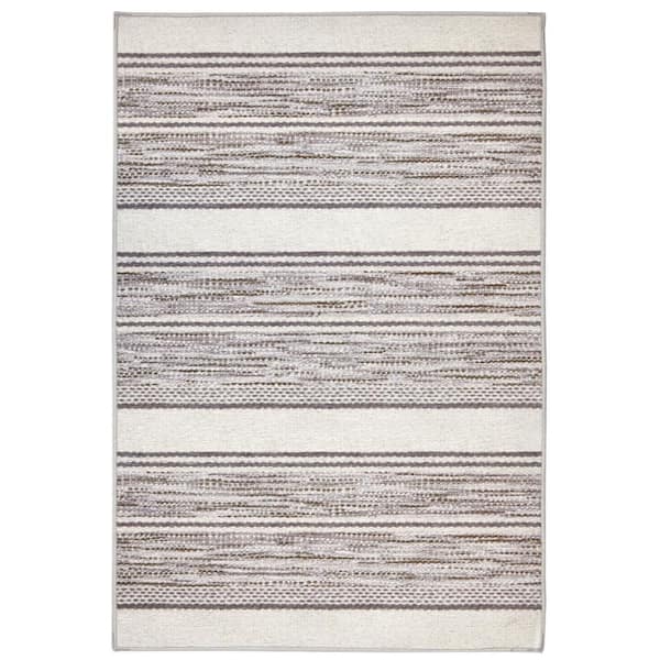 Ellington Stripe Machine Washable Grey 6 ft. x 9 ft. Indoor Area Rug