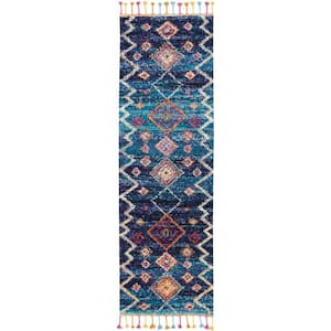 Moroccan Casbah Dark Blue 2 ft. x 8 ft. Moroccan Transitional Kitchen Runner Area Rug