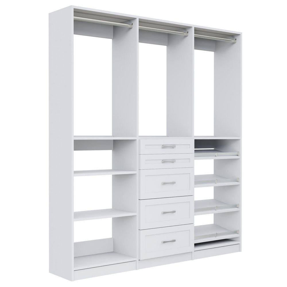 Alto Collection 76.5 in W White Wall Mounted Shaker Hang w Shelves, 5-Drawer Hang, Hang Shoe Shelves Wood Closet System price history on PriceWatchPro
