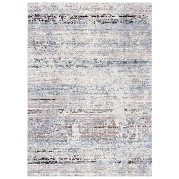 Limitee 9 ft. x 12 ft. Gray/Beige Distressed Striped Area Rug