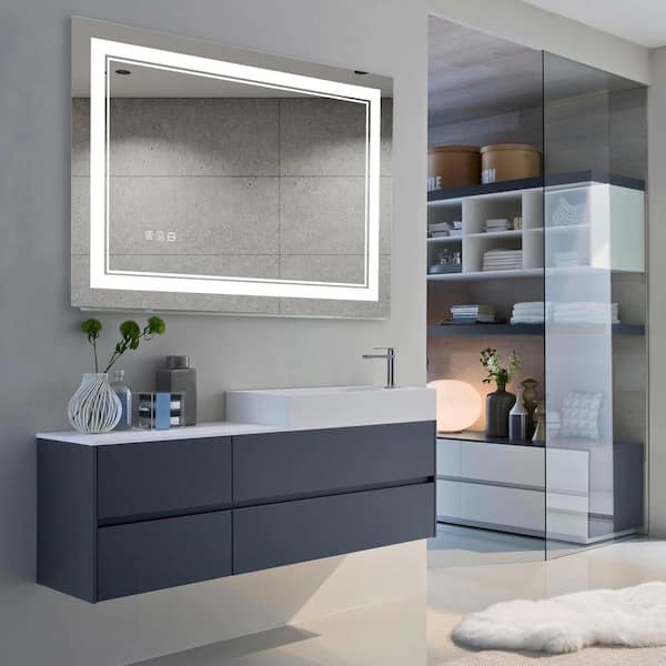 24 in. W x 40 in. H Rectangular Frameless LED Wall Mount Anti-Fog Modern  Decorative Bathroom Vanity Mirror 2022-8-16-2 - The Home Depot