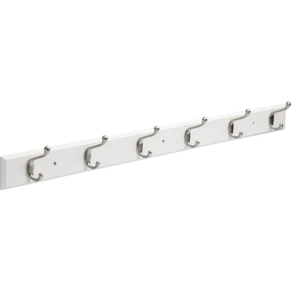 Liberty 45 in. White and Satin Nickel Hook Rack 45CHHR-WSN-L1