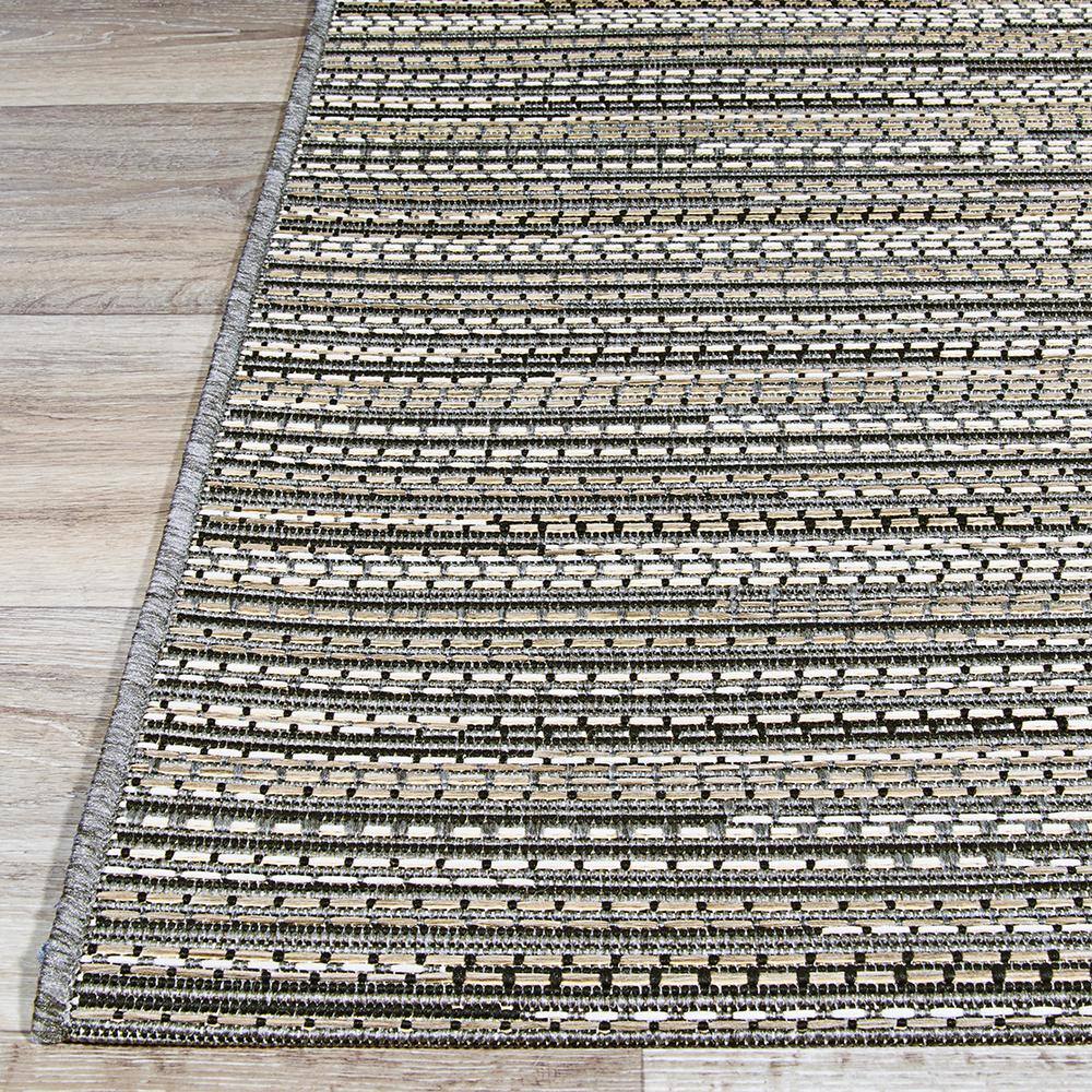 Monaco Larvotto Easy-Care Grey/Multi Stripe Synthetic Area Rug - 3'9" x 5'5"