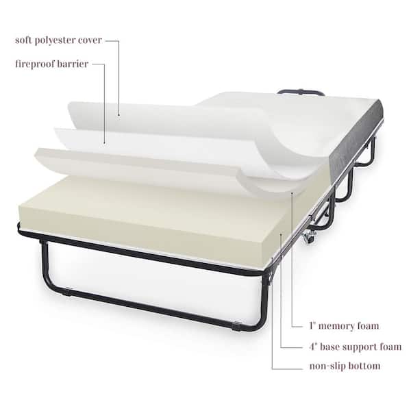 Firm Folding Mattress Bed, Portable Twin Bed With Mattress
