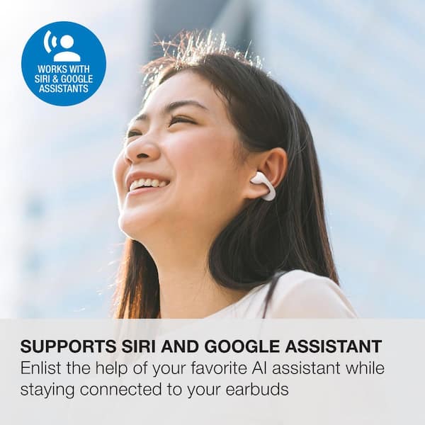 iLive White Truly Wireless Bluetooth Open Ear Clip, Supports Siri