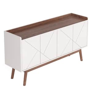 Ahlivia White and Brown Wood 55 in. Buffet Sideboards with Storage Shelves