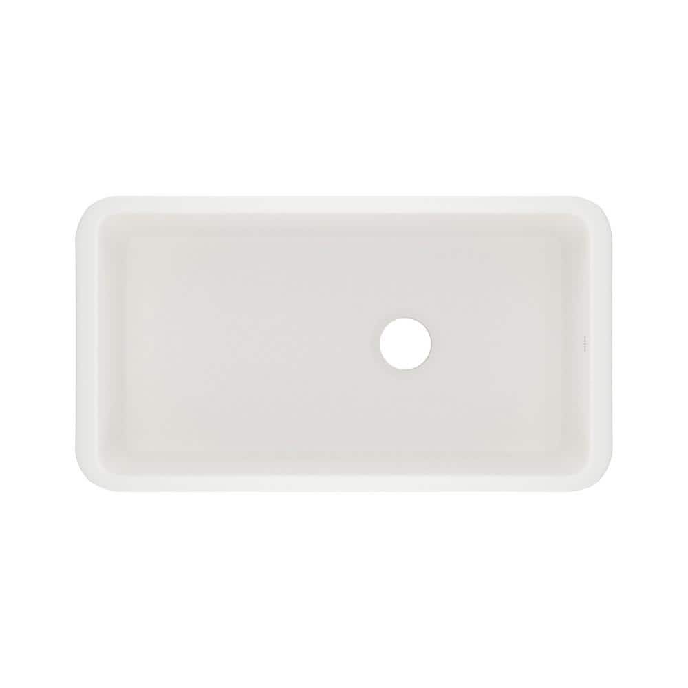 Allia 34.5" Matte White Fireclay Drop-In Single Bowl Sink
