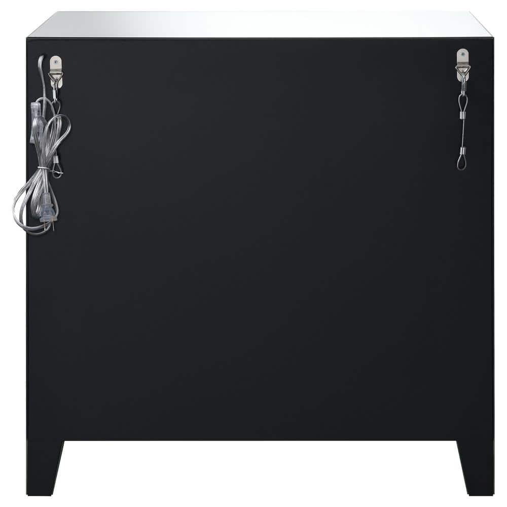 Contemporary Arwen 2-Drawer Silver Mirror LED Accent Cabinet