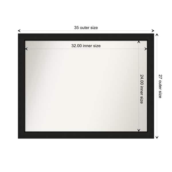 Amanti Art Midnight Black Narrow 35.25 in. x 27.25 in. Custom Non-Beveled Wood FramedBathroom Vanity Wall Mirror