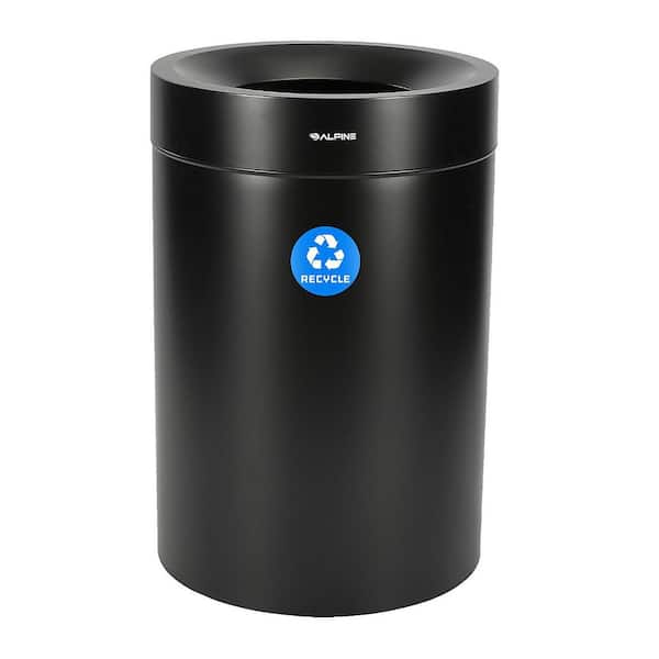 50 gal. Stainless Steel Black Open Top Commercial Recycling Bin Receptacle for Office, School, Home