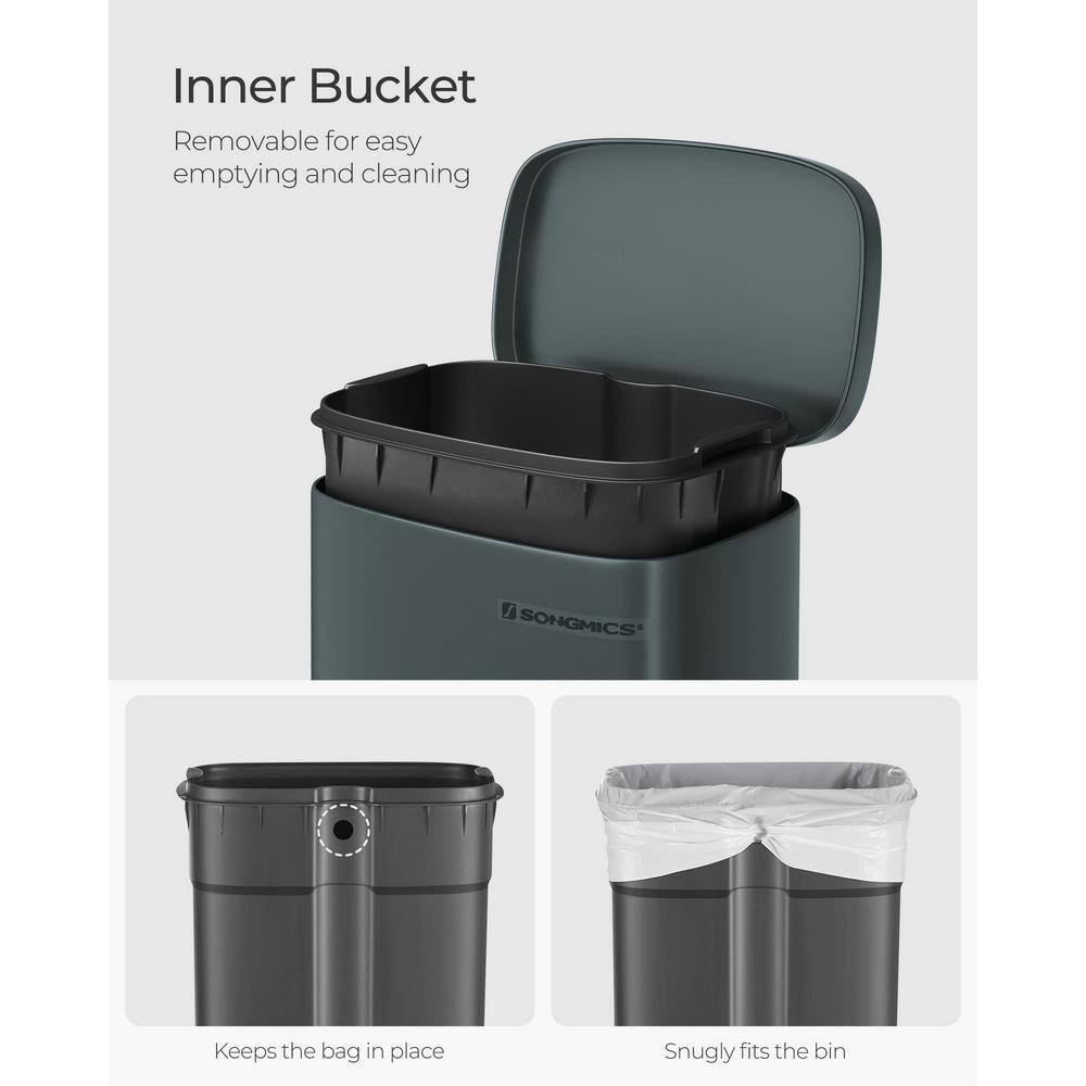 Greenish-Grey Stainless Steel 8-Gallon Step-On Trash Can