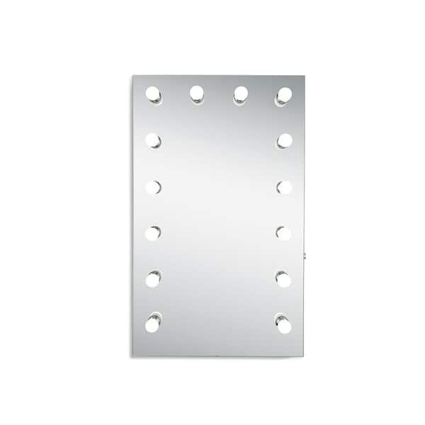 Unbranded Timeless Home 39.5 in. H x 24 in. W Modern Rectangular Steel Lighted LED Mirror in Silver (5000K)
