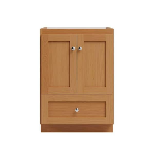 Shaker 24 in. W x 21 in. D x 34.5 in. H Bath Vanity Cabinet without Top in Natural Alder