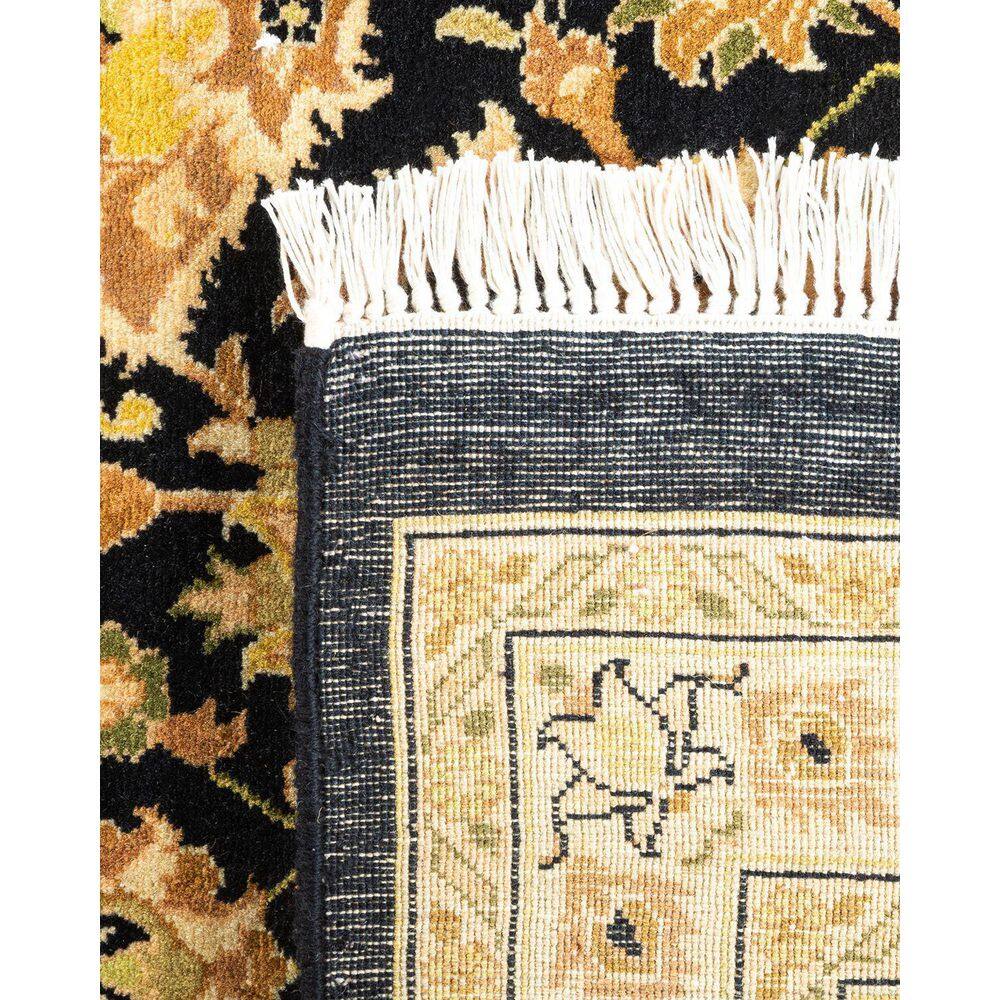 Hand-Knotted Black and Beige Wool Oriental 10' x 14' Rug