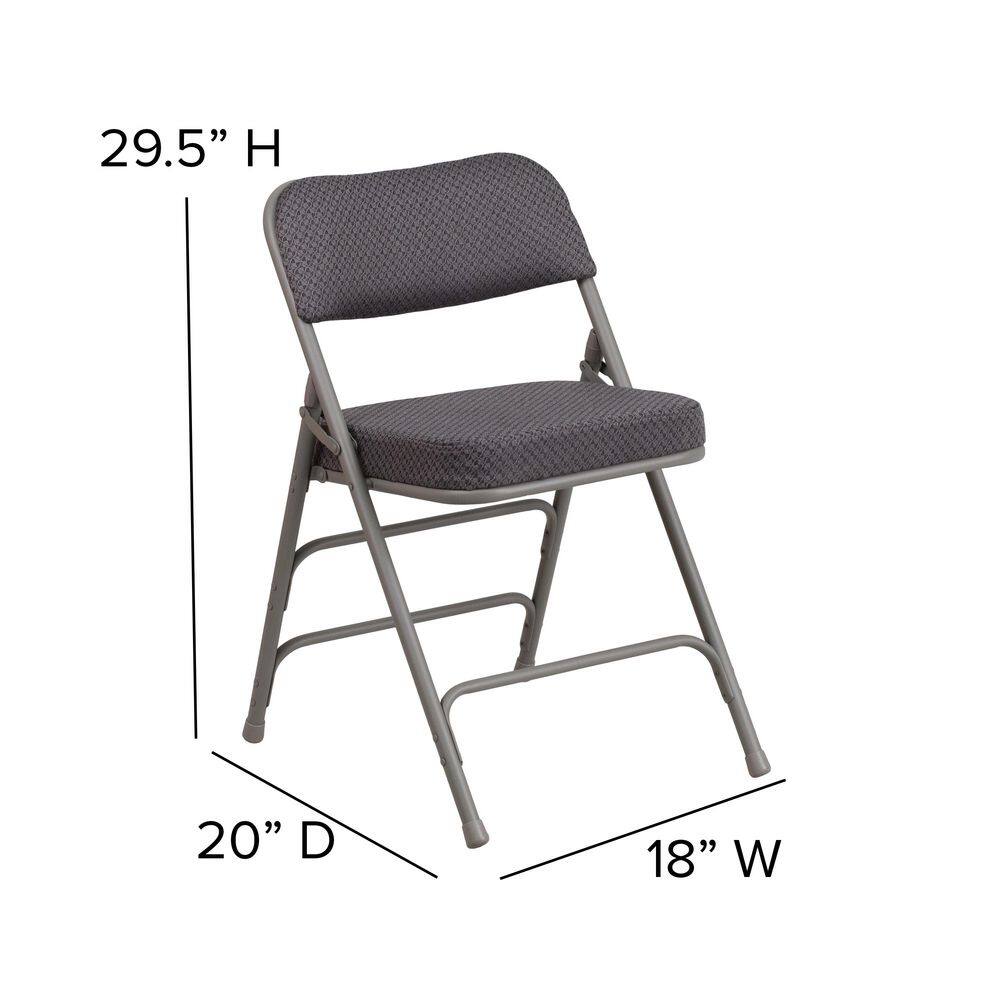 Hercules Series Gray Steel Padded Folding Chair with Armrests