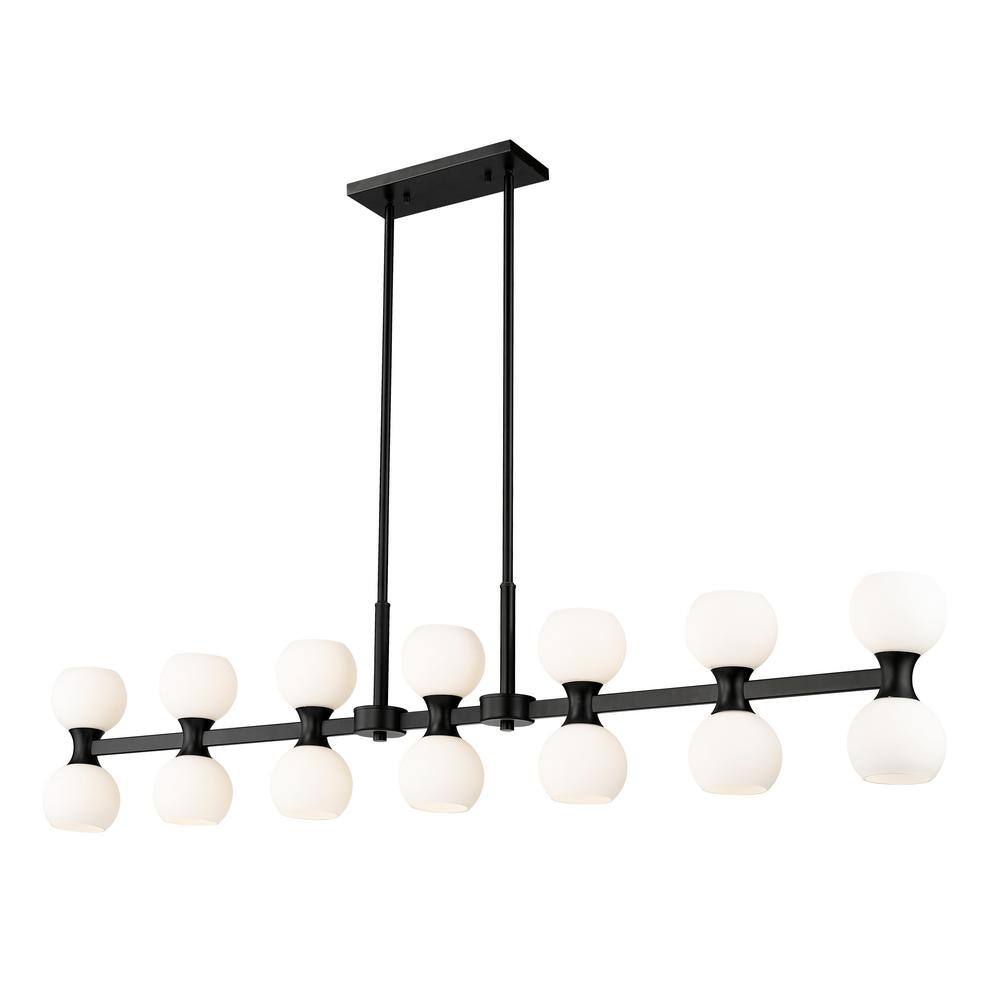 Artemis Matte Black 14-Light Linear Steel Chandelier