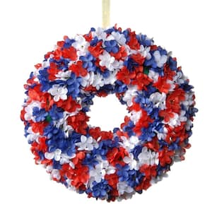 14 in. Artificial Patriotic Hydrangea Wreath