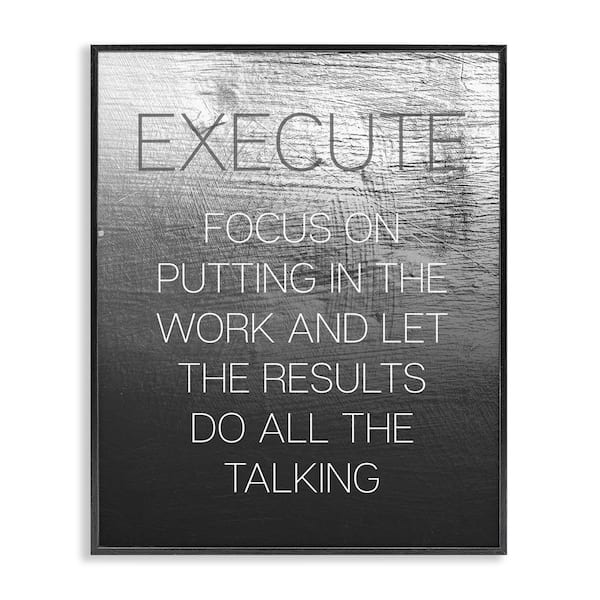 Stupell Industries Execute Motivational Definition by Daphne Polselli Black Framed Typography Giclee Art Print 14 in. x 11 in.