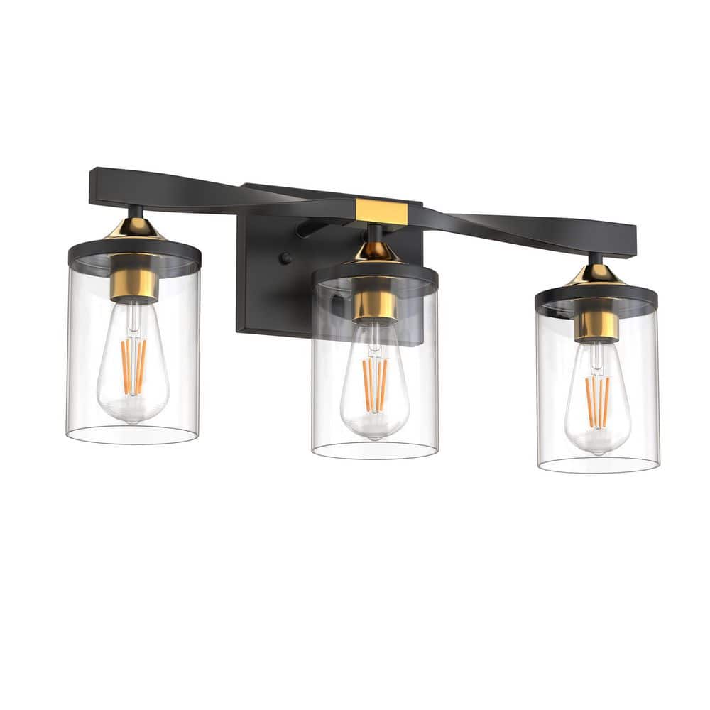 20 in. 3-Light Black and Gold Bathroom Vanity Light Fixtures Over Mirror price history on PriceWatchPro