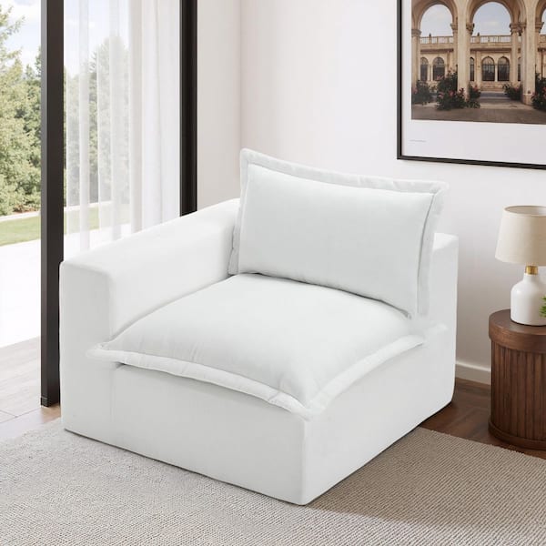 42.1 in. Square Arm Chenille Square Sectional Corner Sofa in Beige (Set of 1)