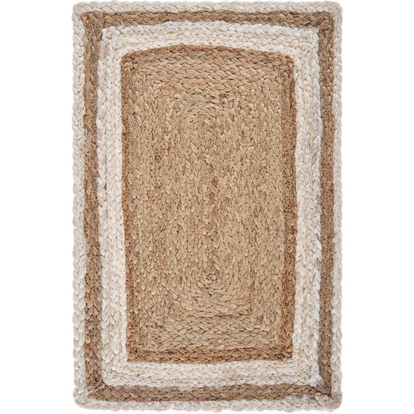 LR Home Toned Bleach/Natural 19 in. x 13 in. Organic Jute Placemat (Set of 4)
