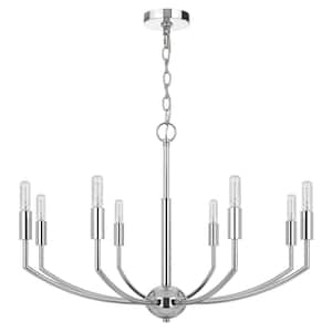 Maxton 60-Watt 8-Light Chrome Finish Linear Chandelier Light for Kitchen Island with no Bulbs Included