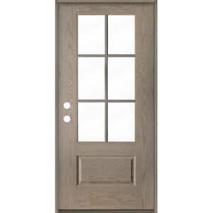 UINTAH Farmhouse 36 in. x 80 in. 6-Lite Right-Hand/Inswing Clear Glass Oiled Leather Stain Fiberglass Prehung Front Door