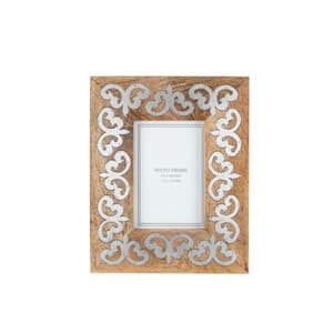 Wood/Metal 4 in. x 6 in. Brown Picture Frame