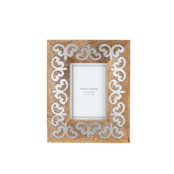 GG COLLECTION Wood/Metal 4 in. x 6 in. Brown Picture Frame