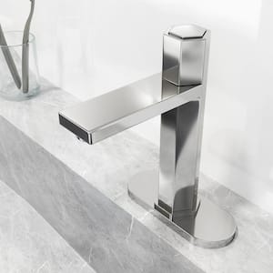 Nova Single Handle Single-Hole Bathroom Faucet Set with Deck Plate in Chrome